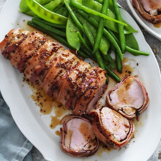 Pork Loin with Mustard and Bacon Wrap